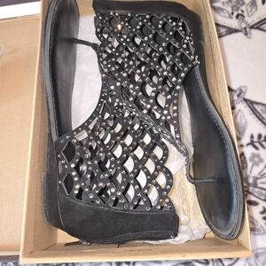 Zigi Soho Black Cutout Sandals with Studs